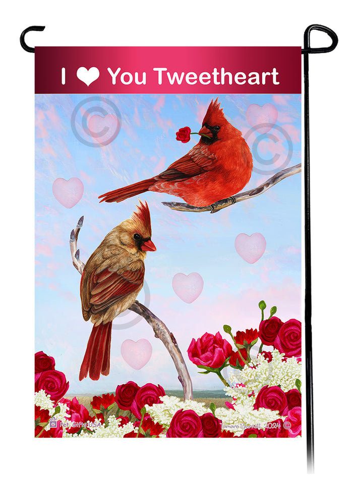 Northern Cardinal Valentine Sweetheart Garden Flags