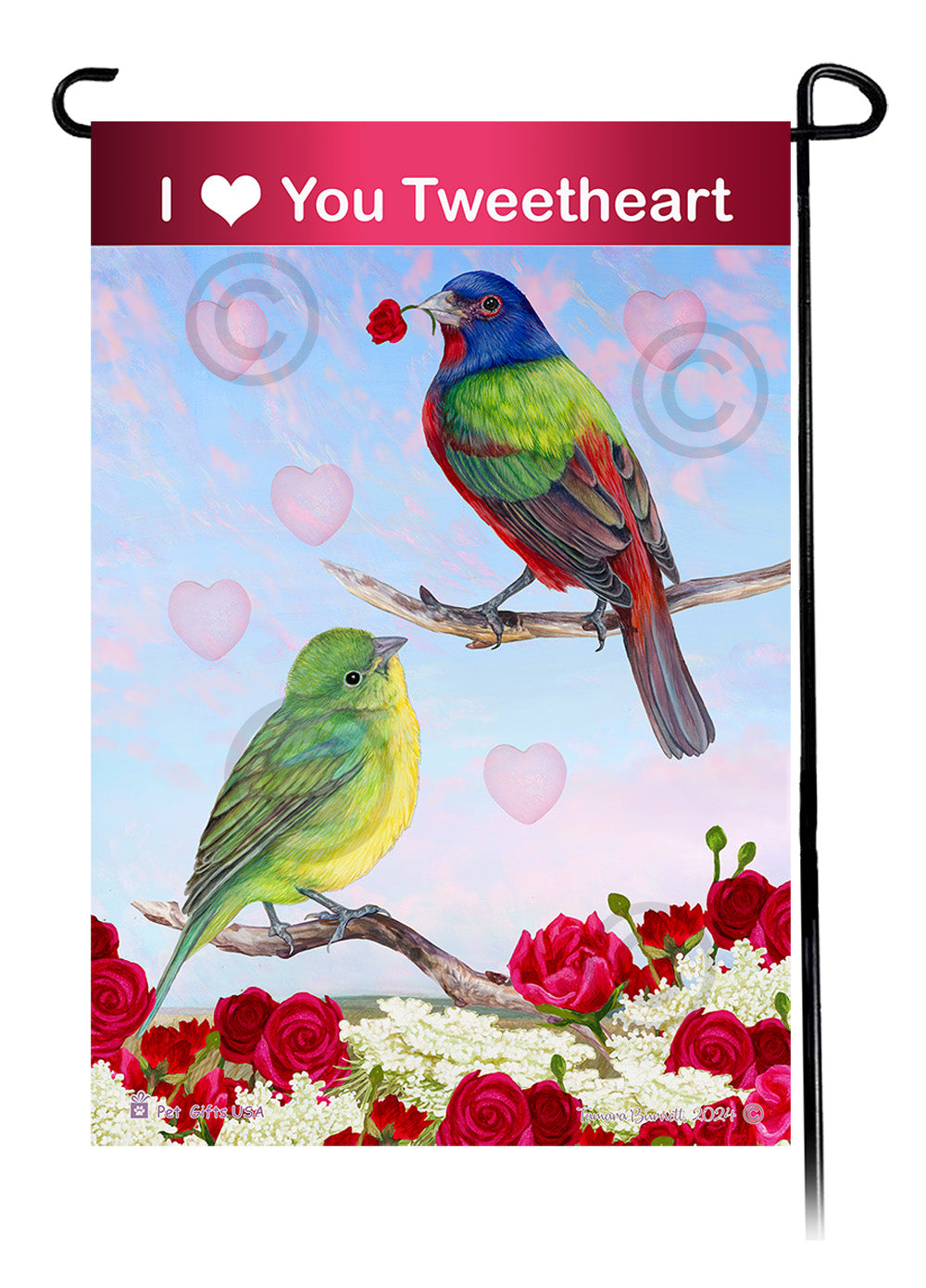 Painted Bunting Valentine Sweetheart Garden Flags