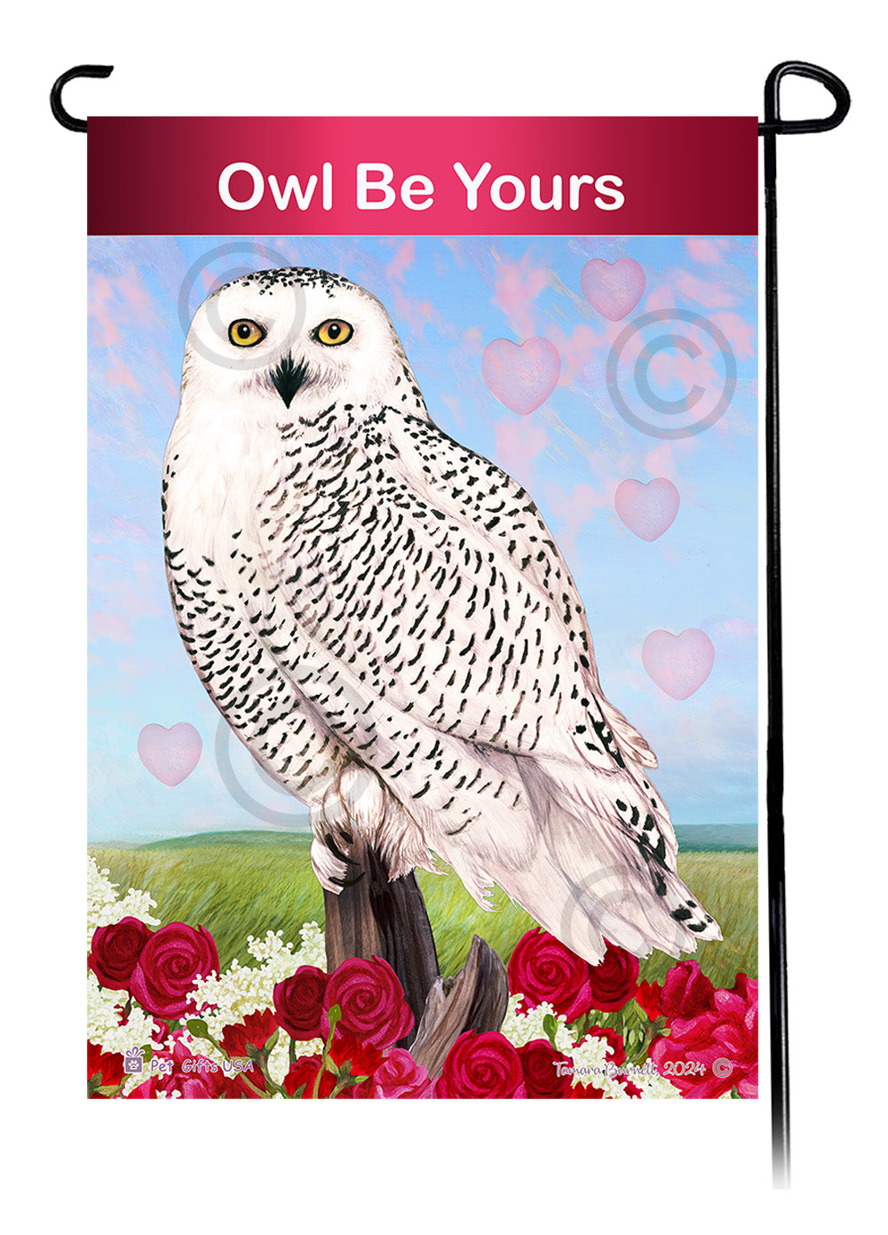 Snowy Owl Valentine Sweetheart Garden Flags