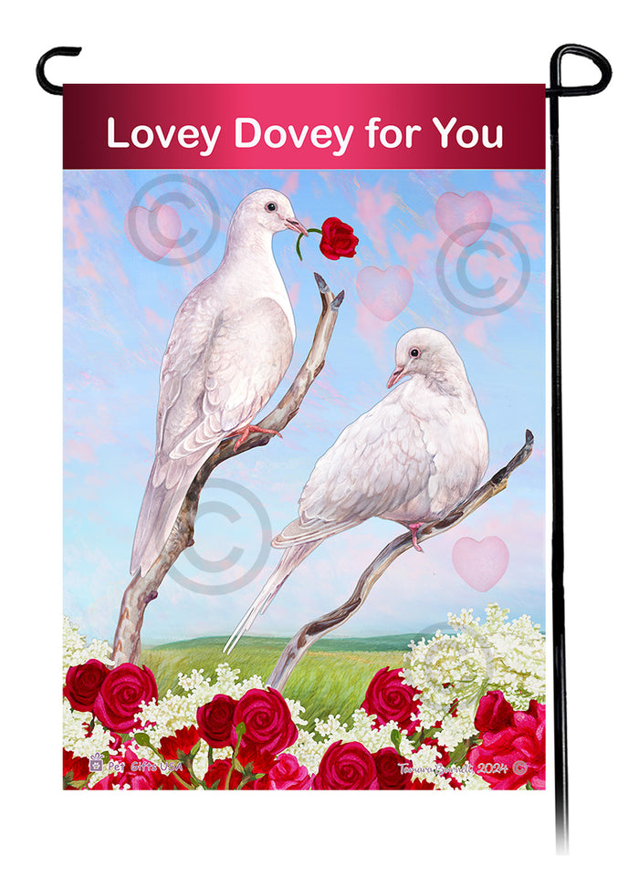 White Doves Valentine Sweetheart Garden Flags