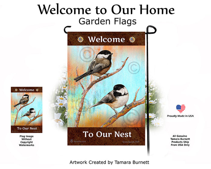 Black Capped Chickadee Welcome To Our Home Garden Flags