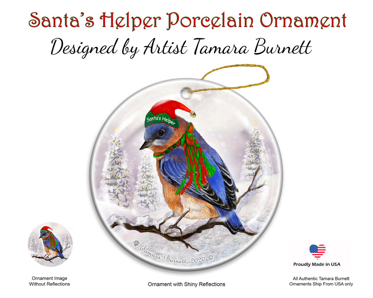 Eastern Bluebird - Santa's Helper Ornament