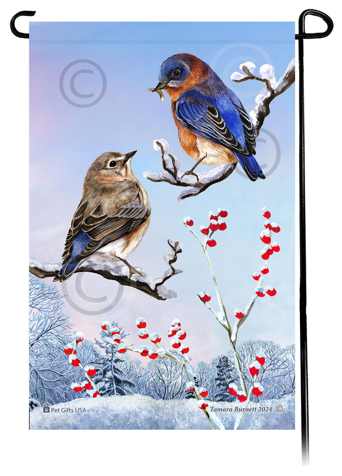 Eastern Bluebird Winterberries Garden Flags