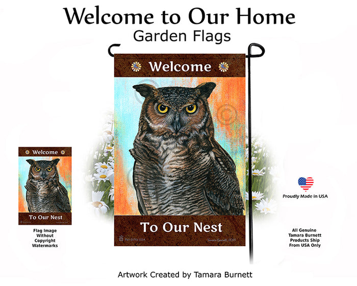 Great Horned Owl Welcome To Our Home Garden Flags