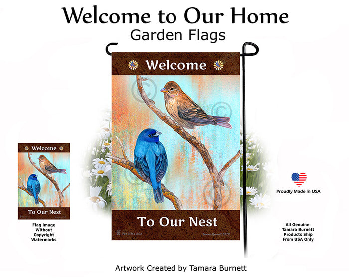 Indigo Bunting Welcome To Our Home Garden Flags