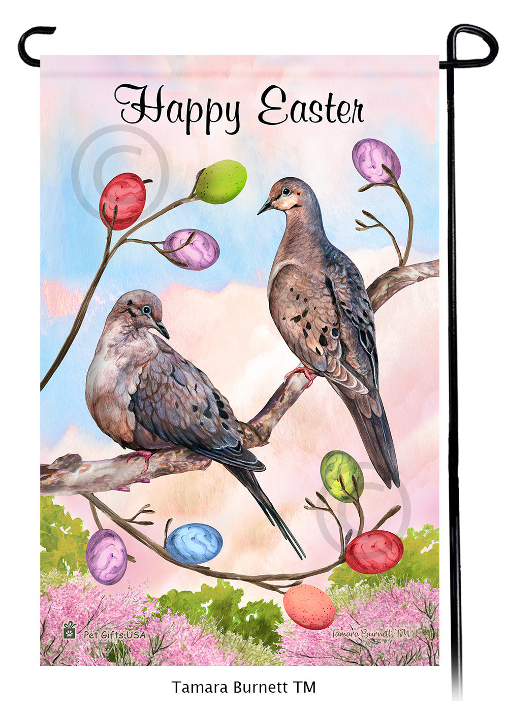 Mourning Doves Happy Easter Garden Flags