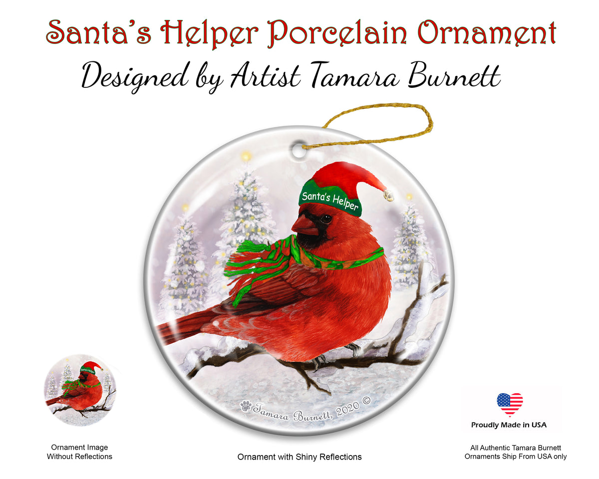 Northern Cardinal - Santa's Helper Ornament