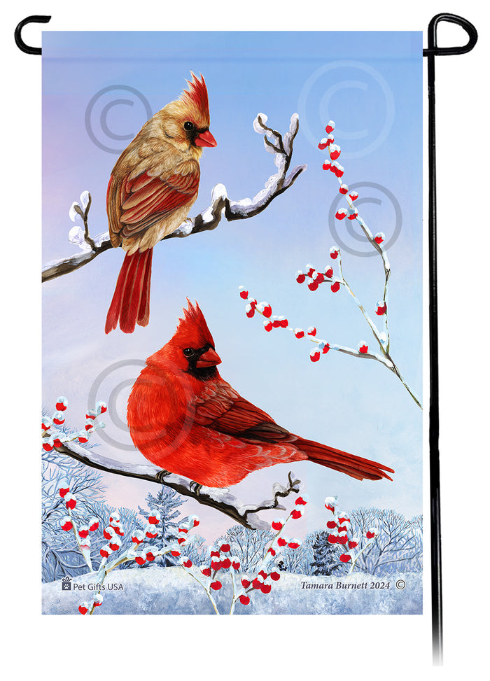 Northern Cardinal Winterberries Garden Flags