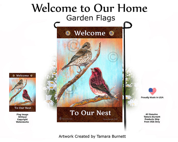 Purple Finch Welcome To Our Home Garden Flags