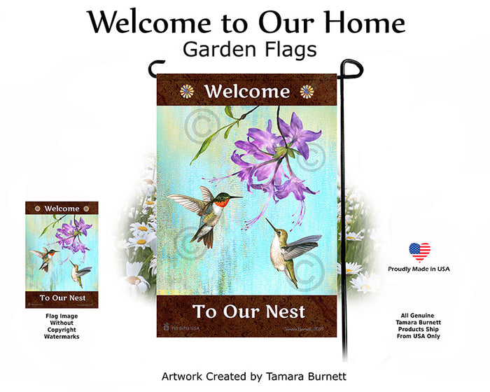 Ruby Throated Hummingbird Welcome To Our Home Garden Flags