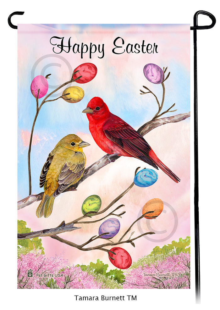Summer Tanager Happy Easter Garden Flags