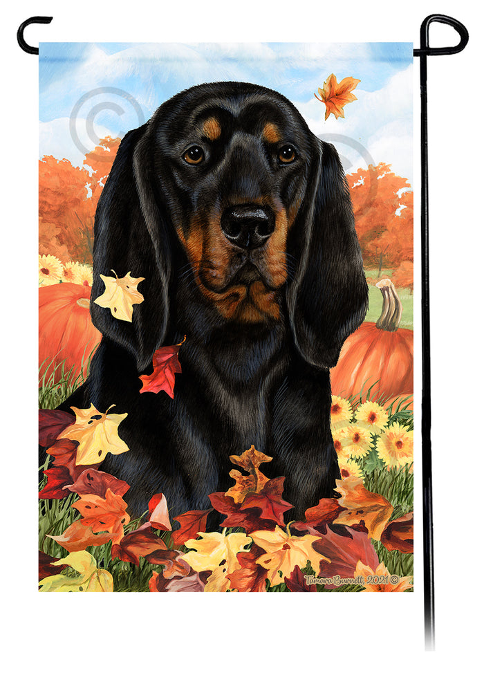 Coonhound Falling Leaves Garden Flags