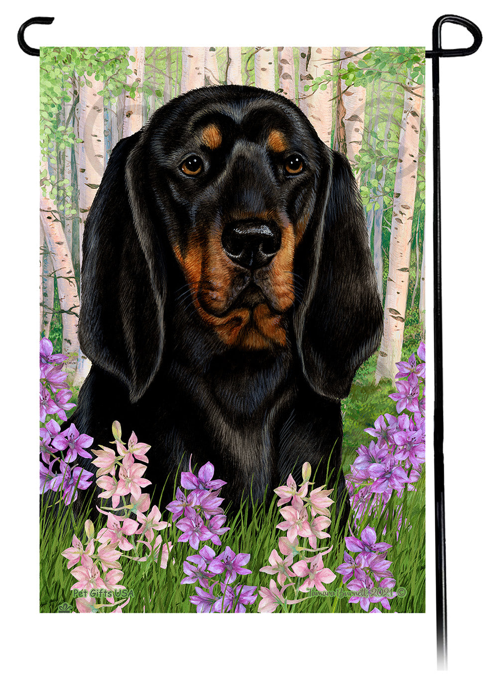 Coonhound Spring Flowers Garden Flags
