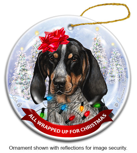 Bluetick Coonhound All Wrapped Up Ornament