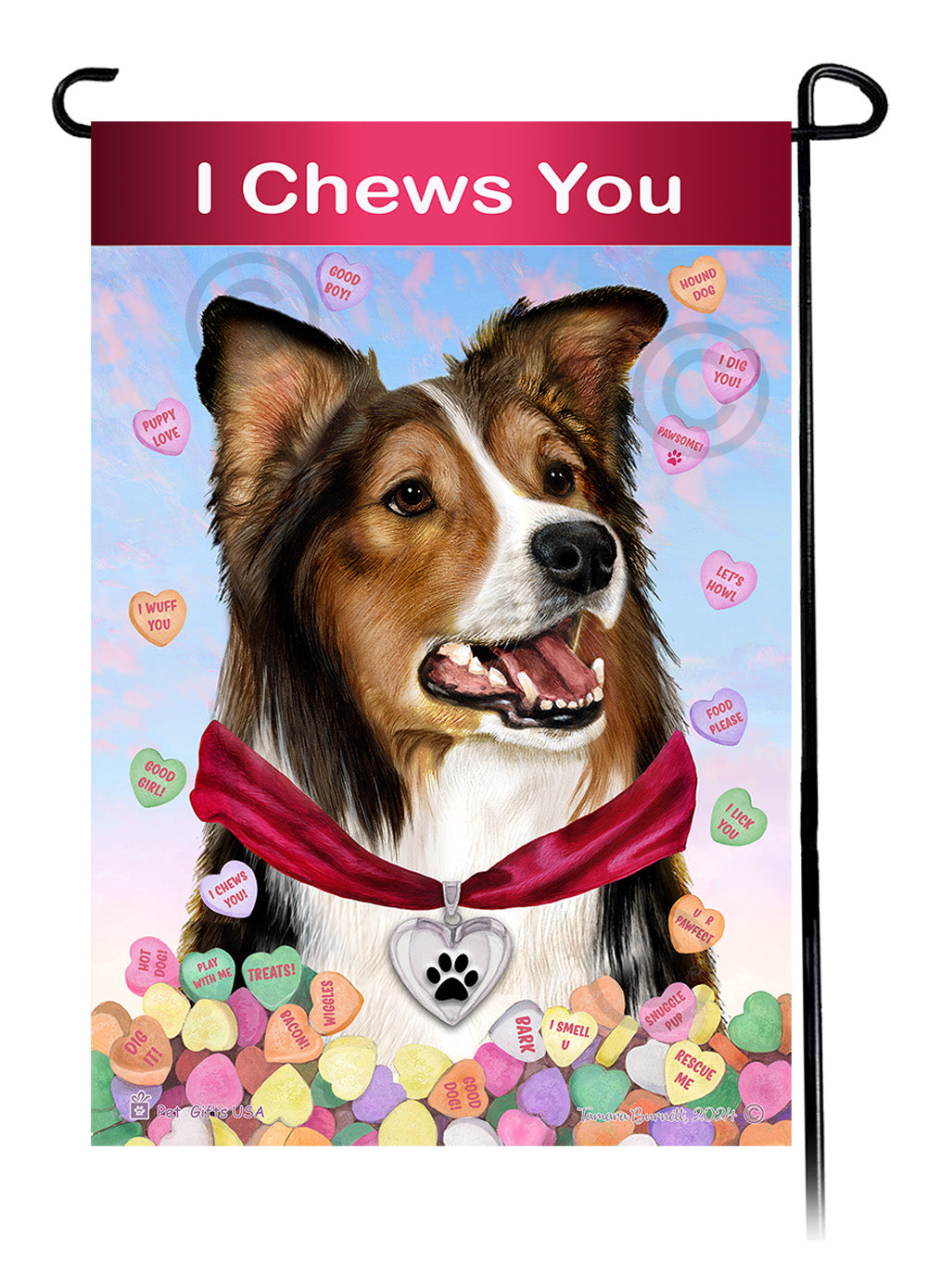 Border Collie Valentine Sweetheart - Garden Flag