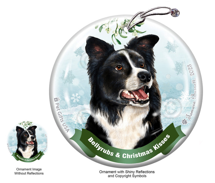 Border Collie Bellyrubs and Christmas Kisses Ornament