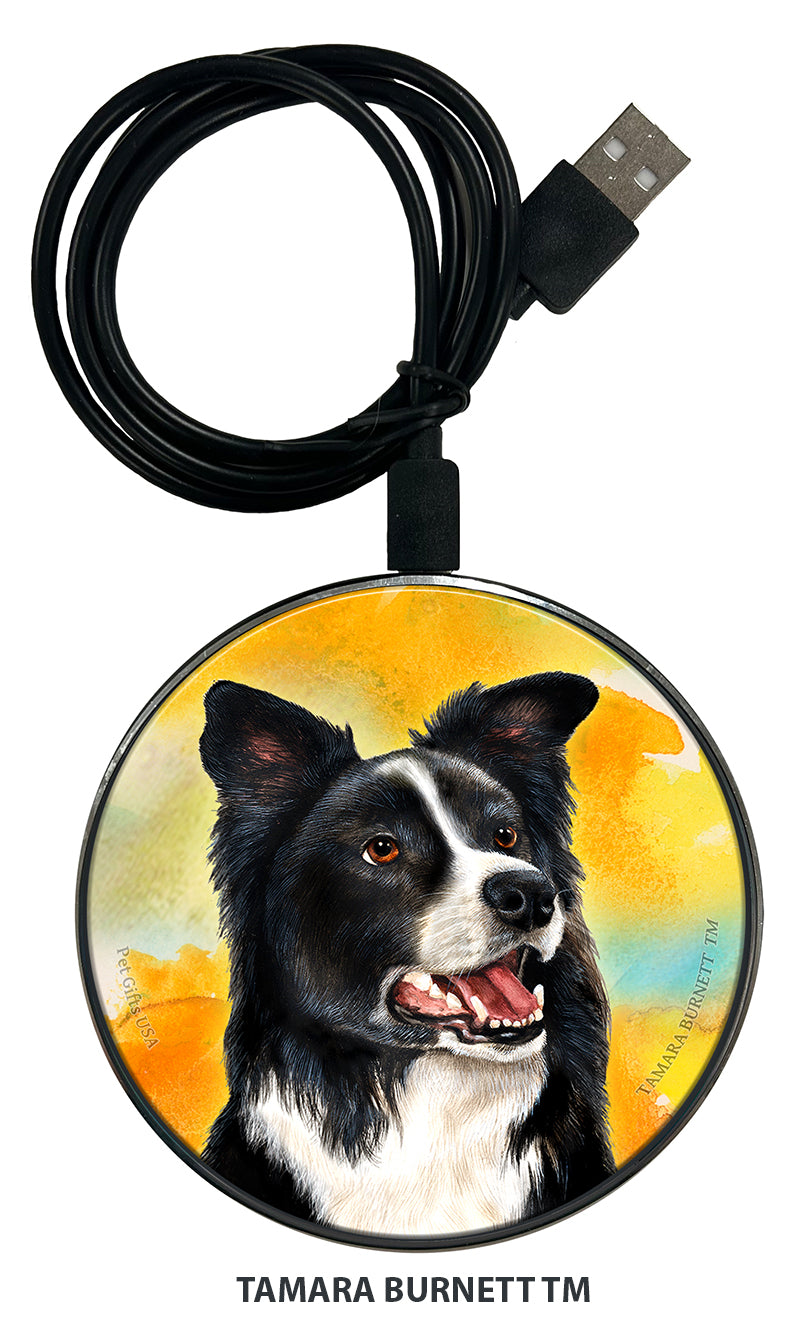 Border Collie Black and White Zoomies Wireless Charger