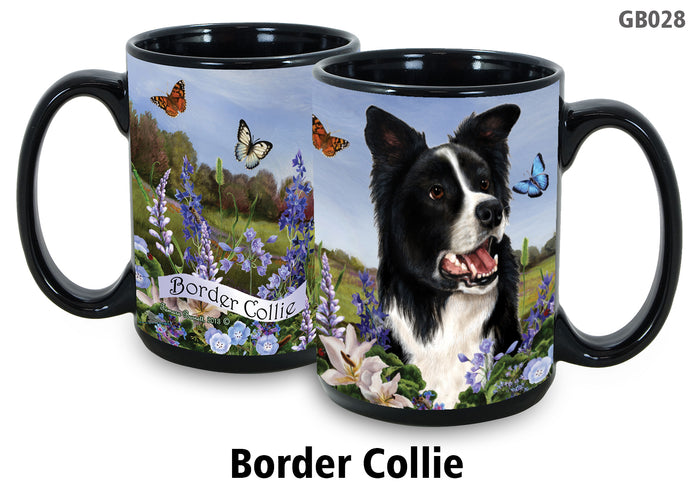Border Collie Black & White - Garden Party Fun Mug 15 oz