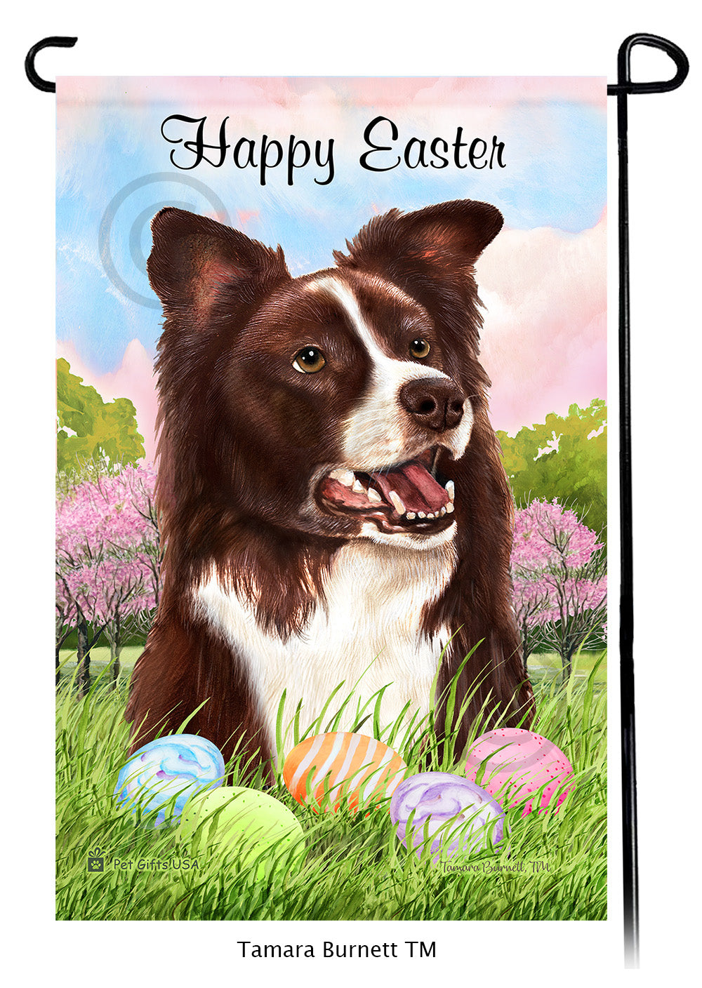 Border Collie Happy Easter - Garden Flag