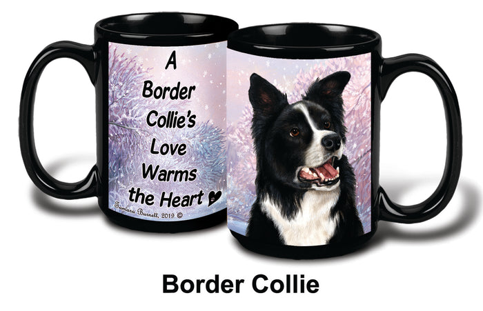 Border Collie Blk/Wht Winter Mug 15 oz