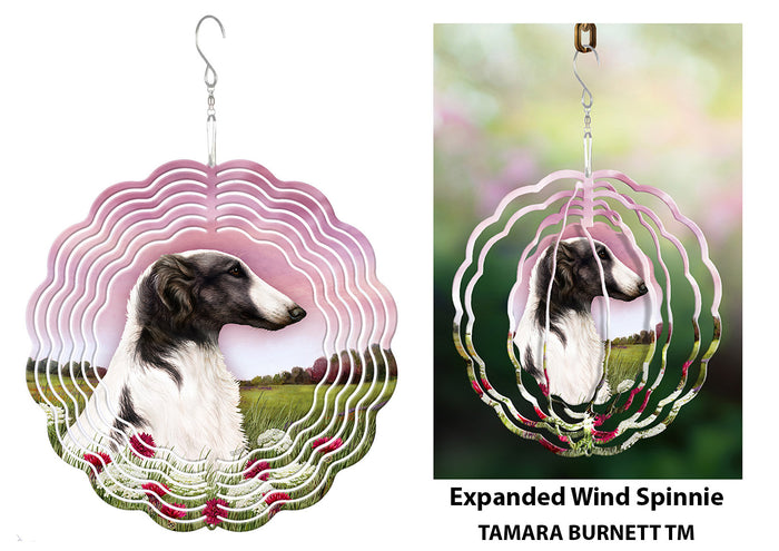Borzoi Black and White Wind Spinner