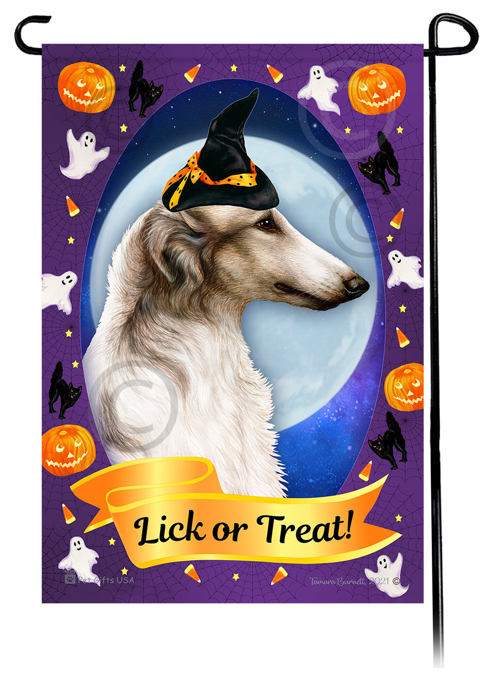 Borzoi Halloween Howls - Garden Flag