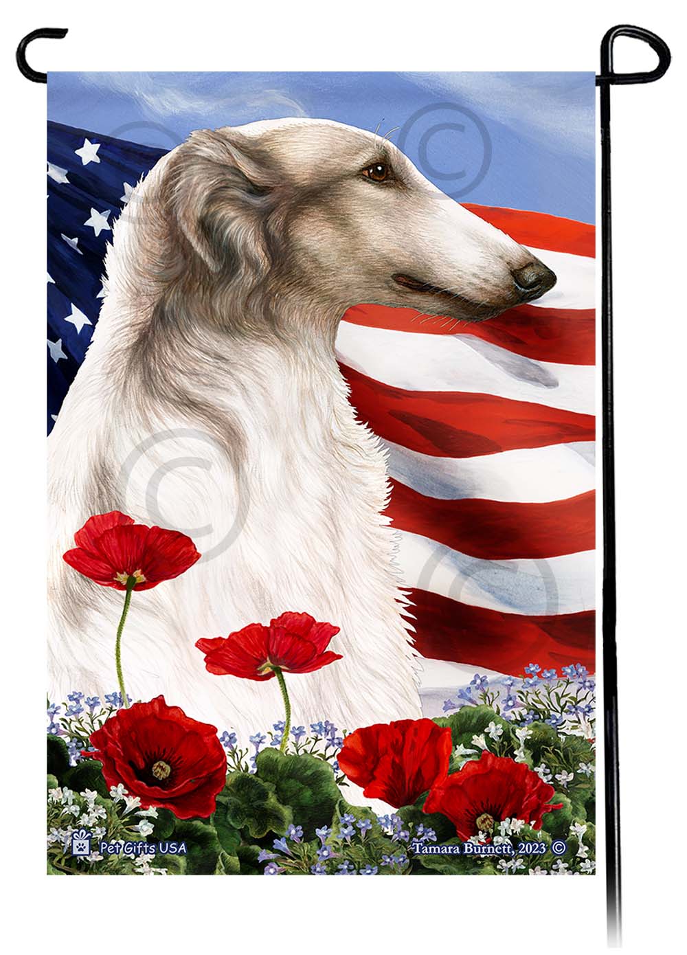 Borzoi Patriotic Flowers - Garden Flag