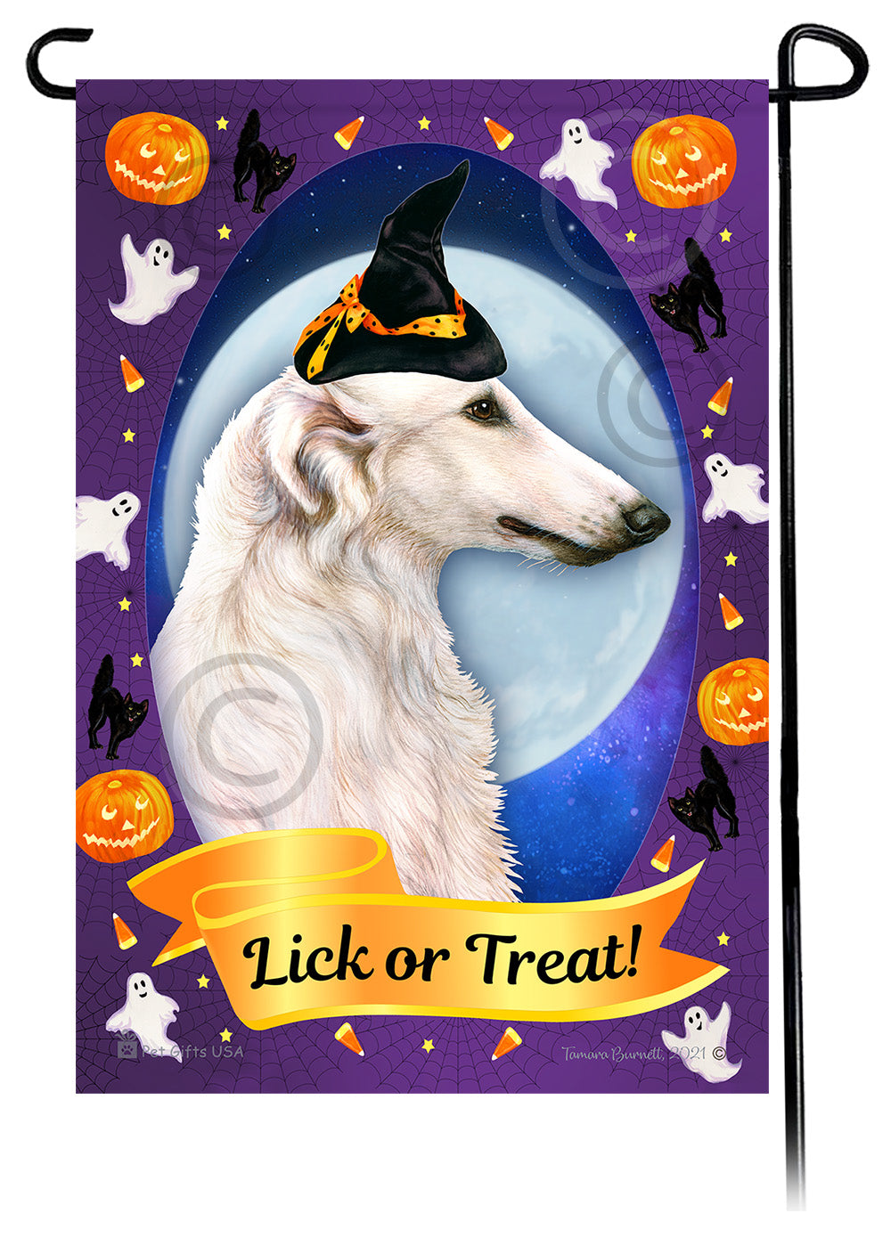Borzoi Halloween Howls - Garden Flag