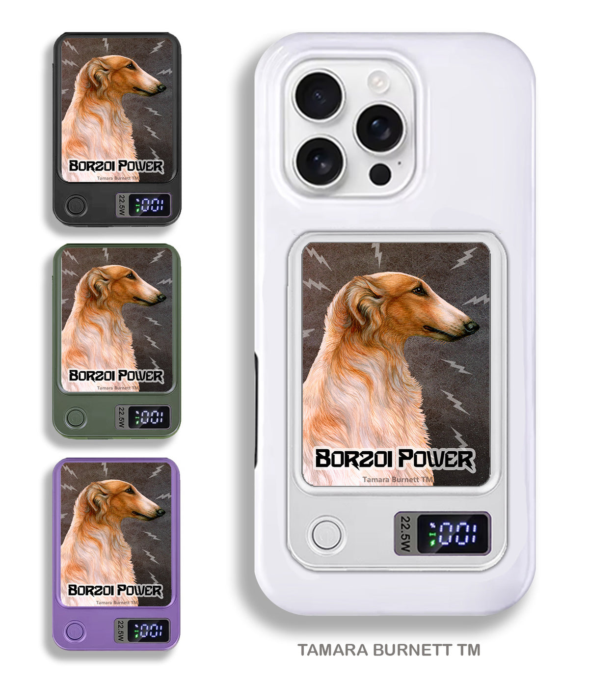 Borzoi Orange and White Phone Bank Wireless Charger