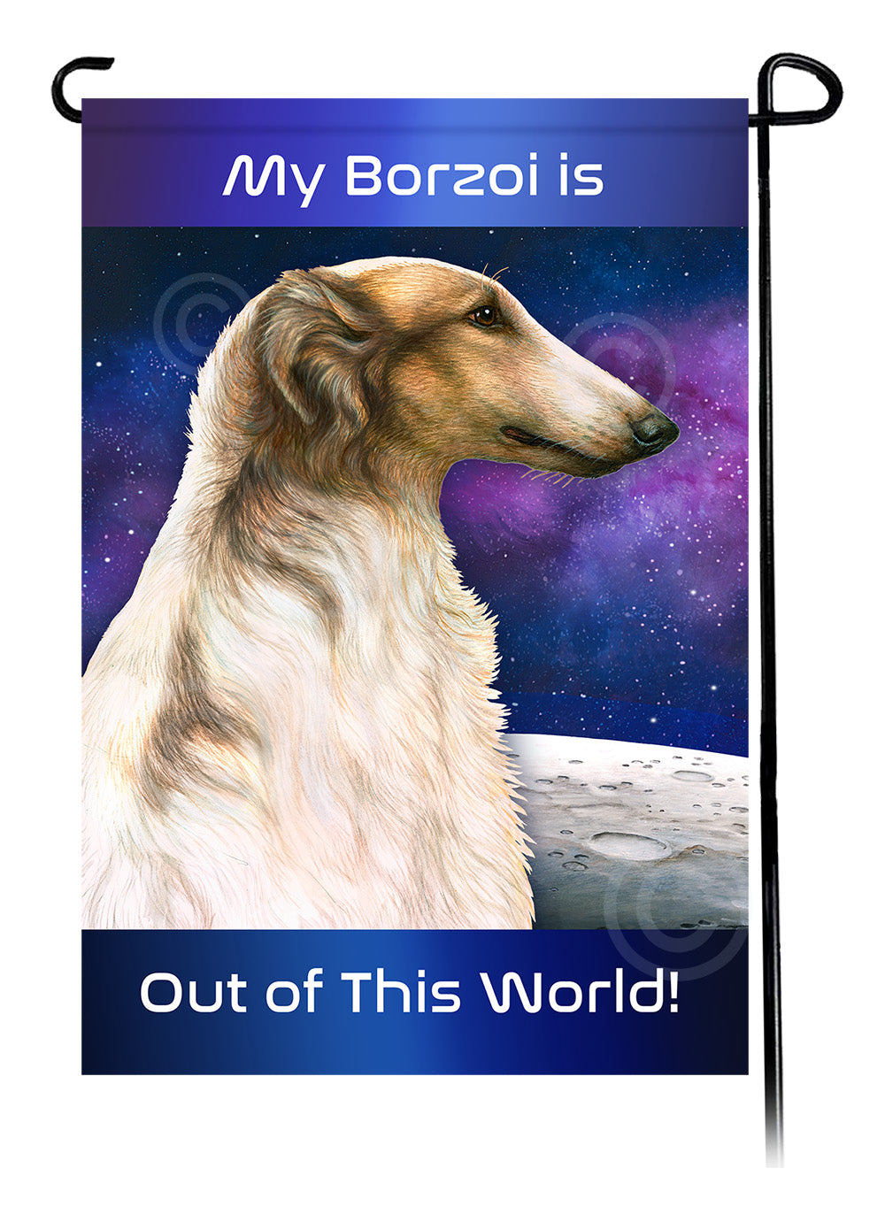 Borzoi Out Of This World - Garden Flag