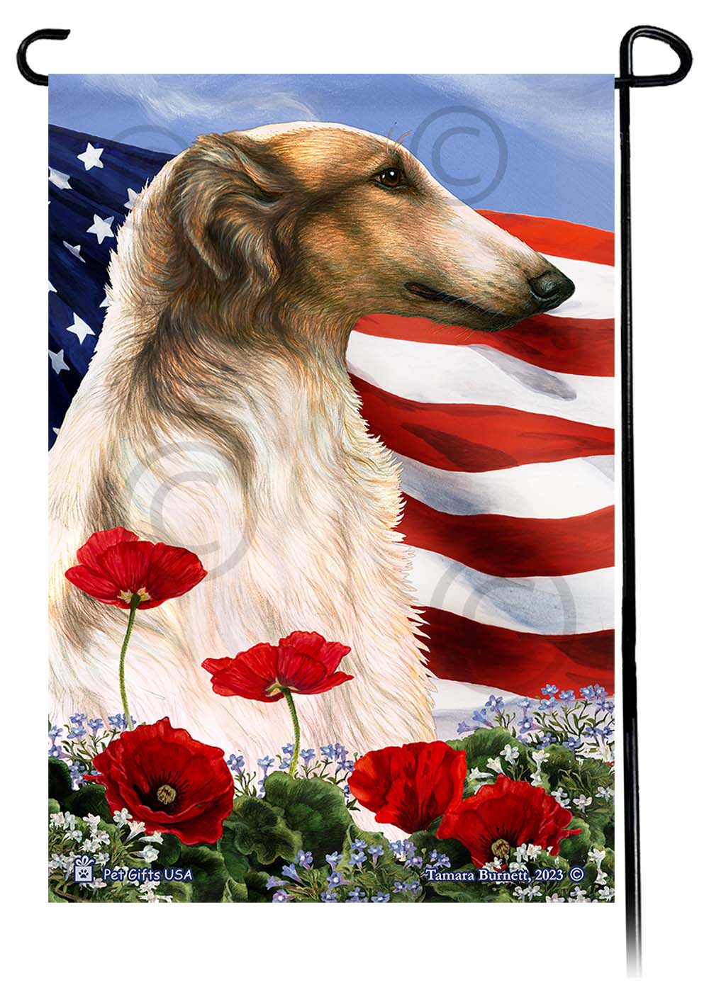 Borzoi Patriotic Flowers - Garden Flag