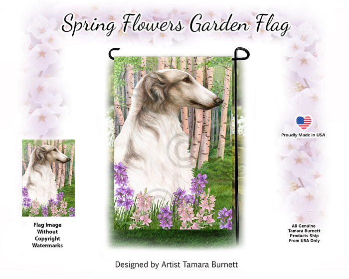 Borzoi Spring Flowers Garden Flags