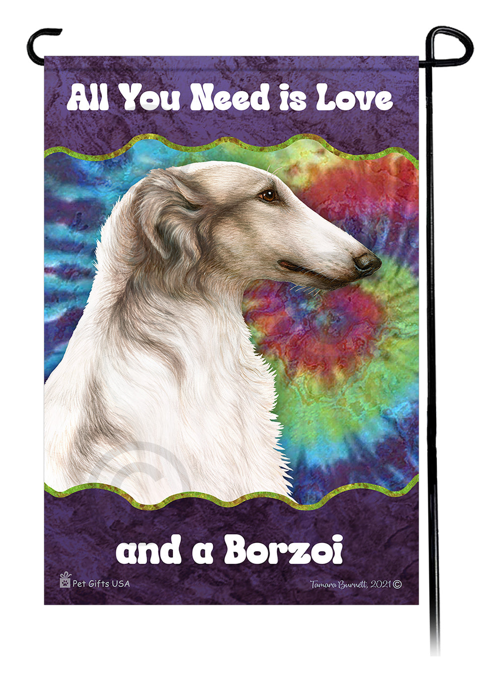 Borzoi All You Need Is Love Garden Flags