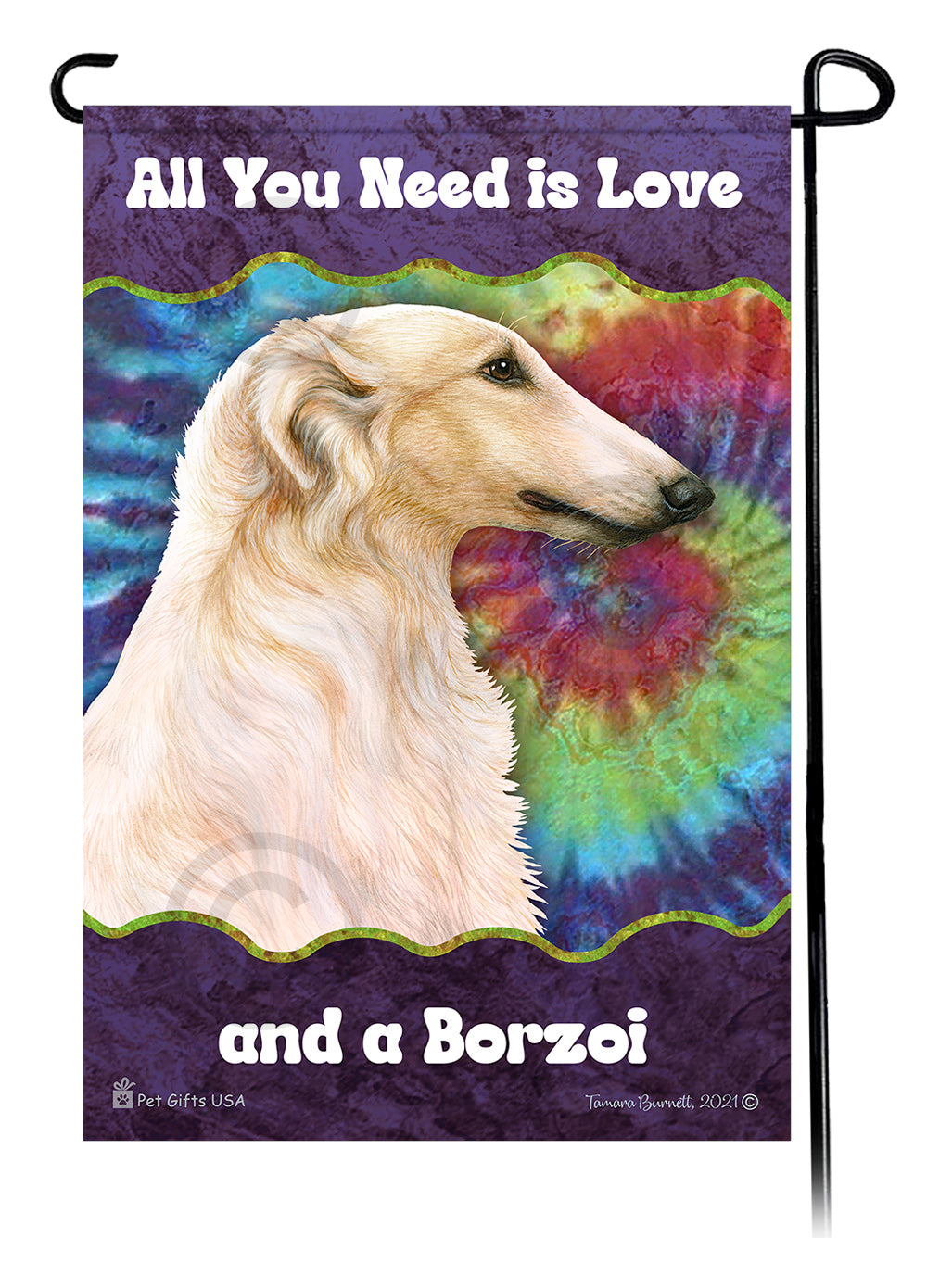 Borzoi All You Need Is Love Garden Flag