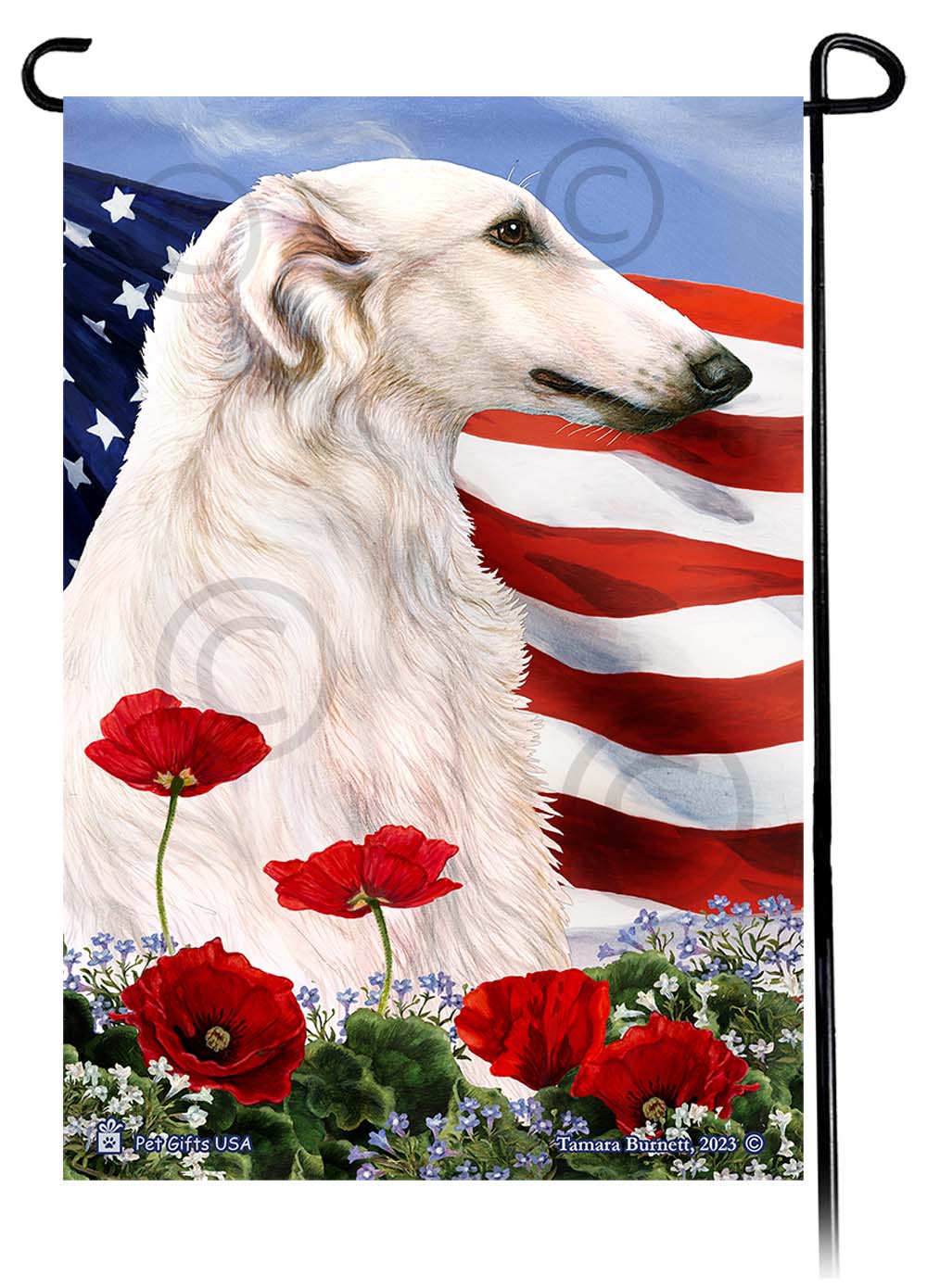 Borzoi Patriotic Flowers - Garden Flag