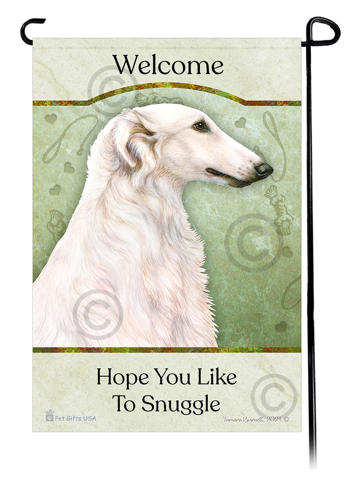 Borzoi Hope You Like To Snuggle Garden Flags