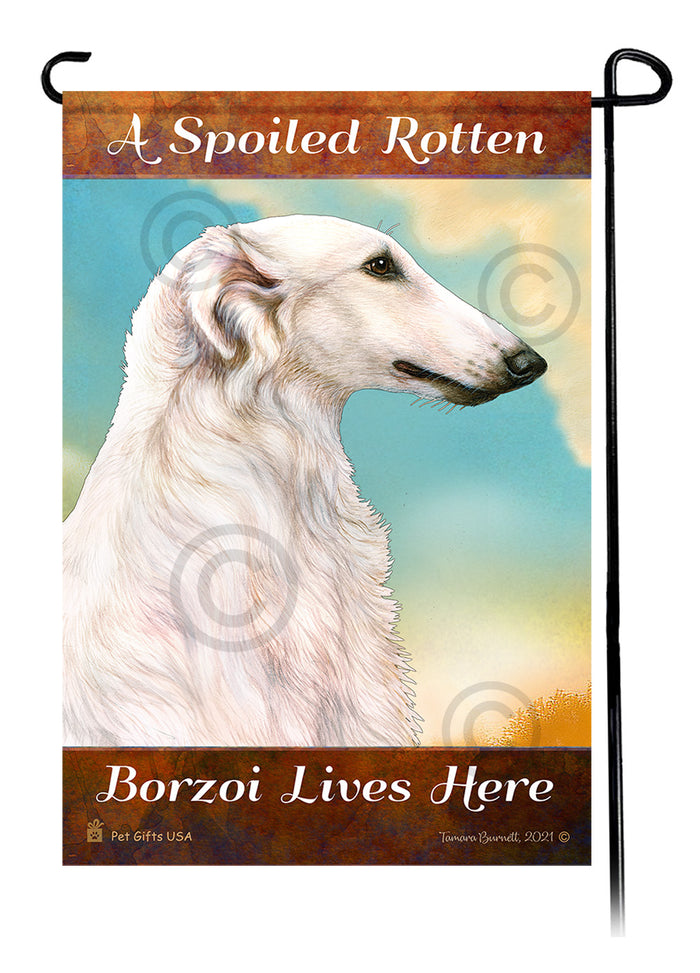 Borzoi Spoiled Rotten Garden Flags