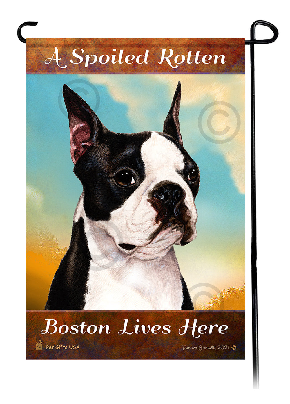 Boston Terrier Spoiled Rotten Garden Flags