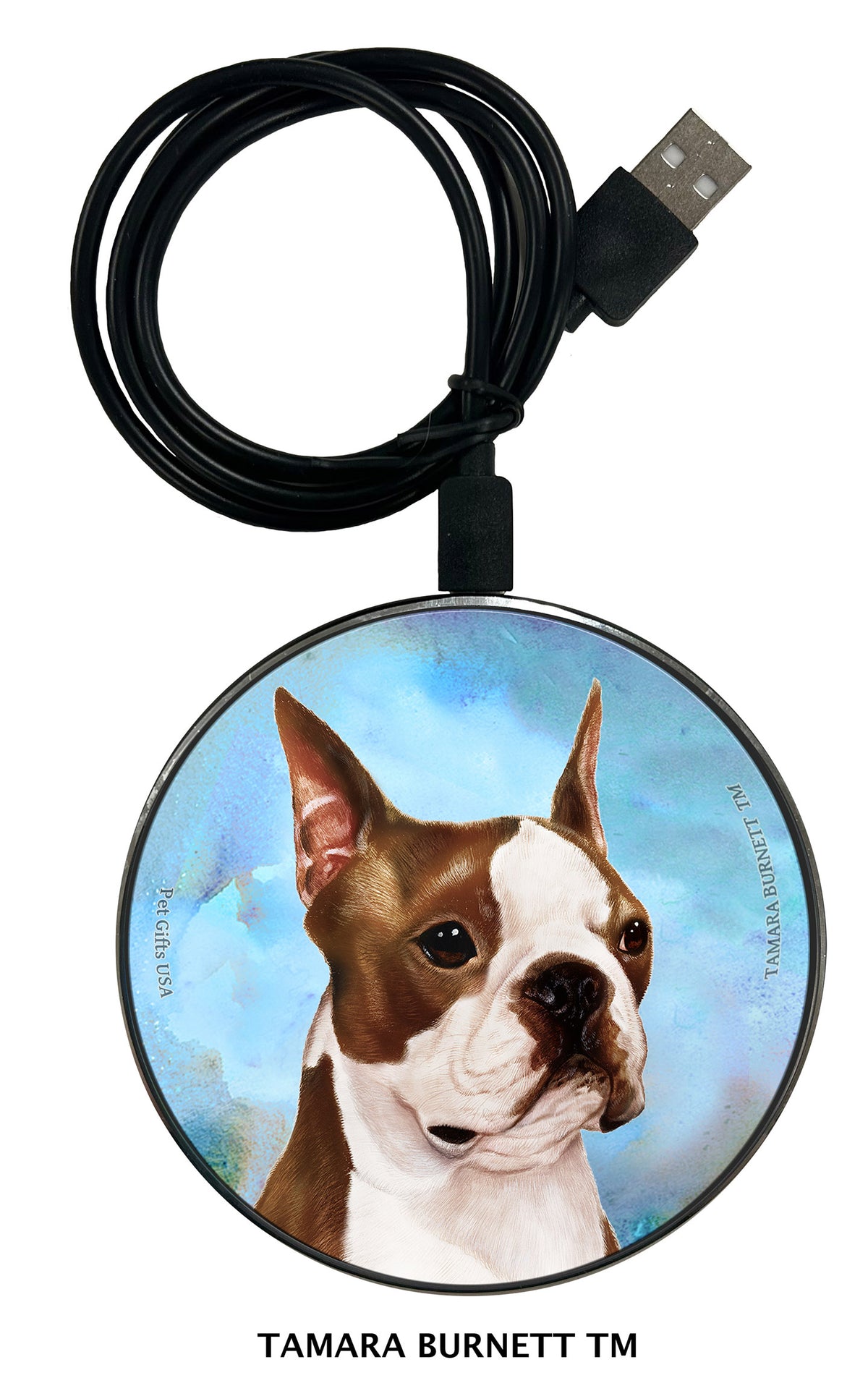 Boston Terrier Brown and White Zoomies Wireless Charger