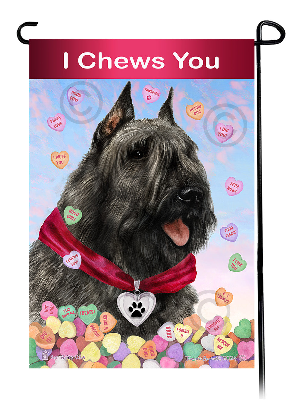 Bouvier des Flandres Valentine Sweetheart - Garden Flag