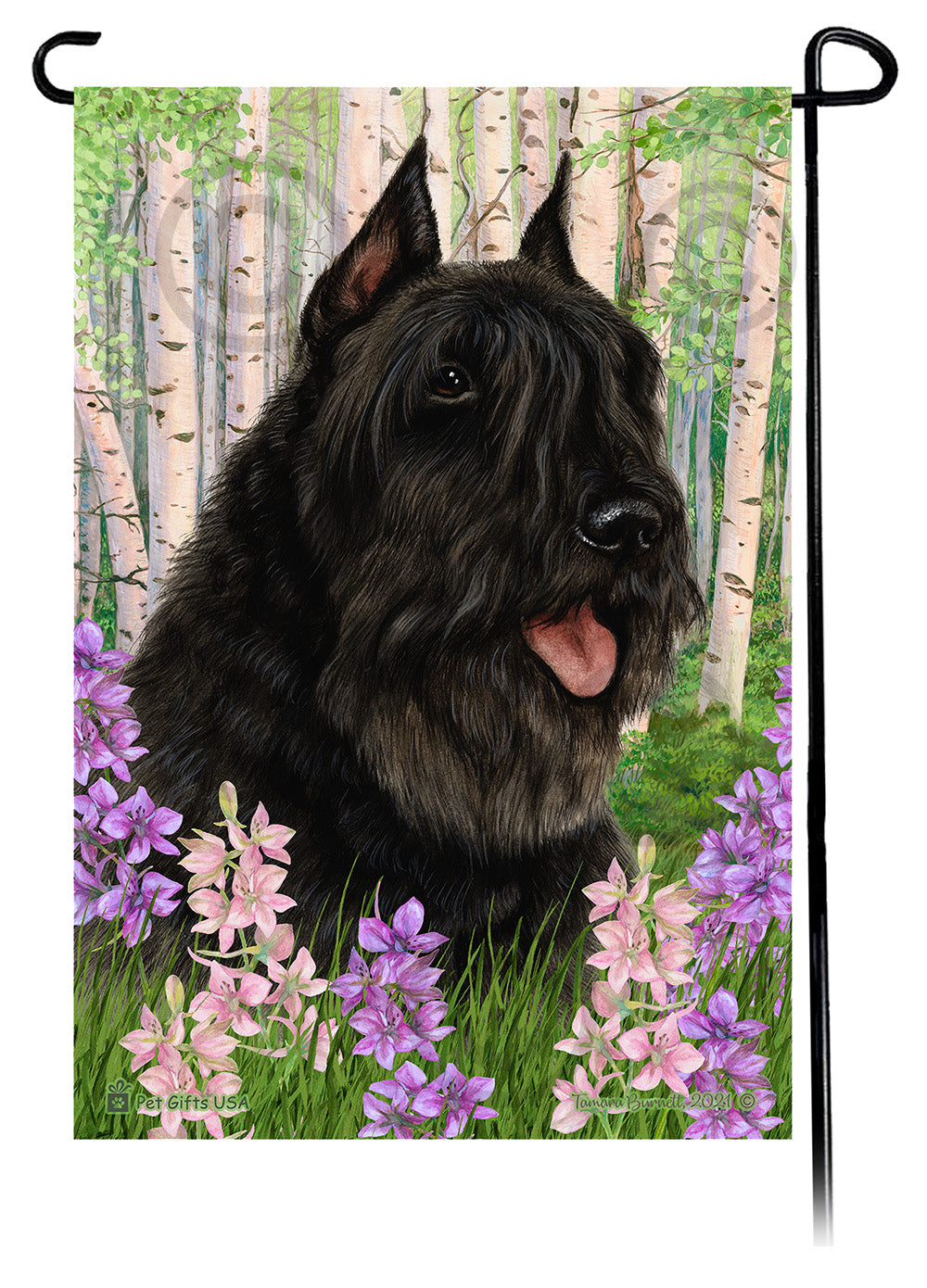 Bouvier des Flandres Spring Flowers - Garden Flag