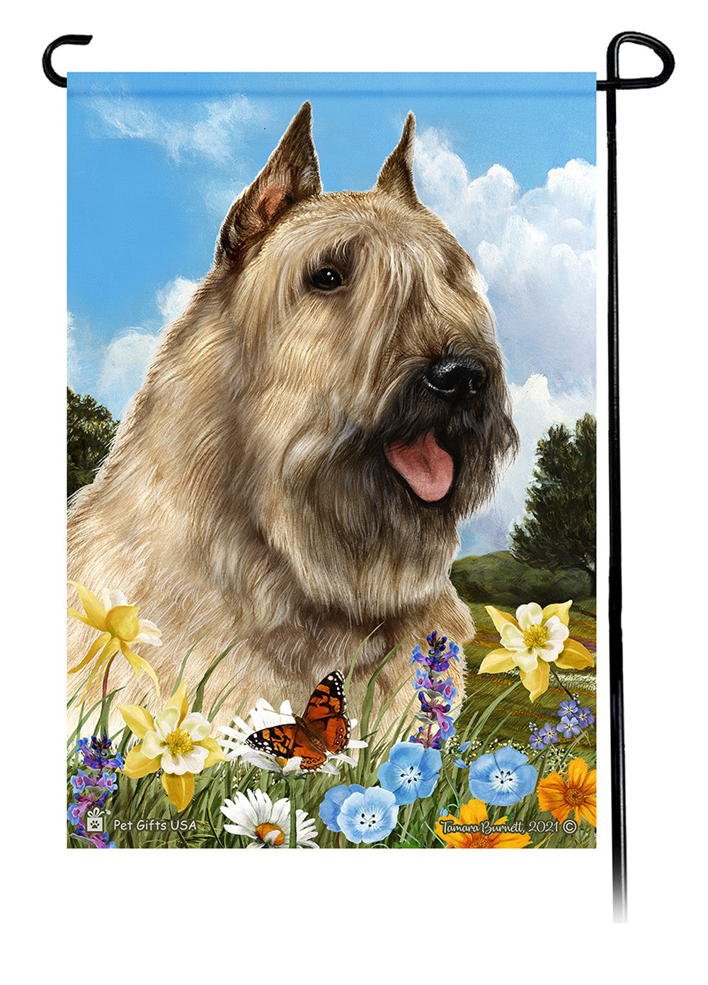 Bouvier des Flandres Summer Flowers - Garden Flag