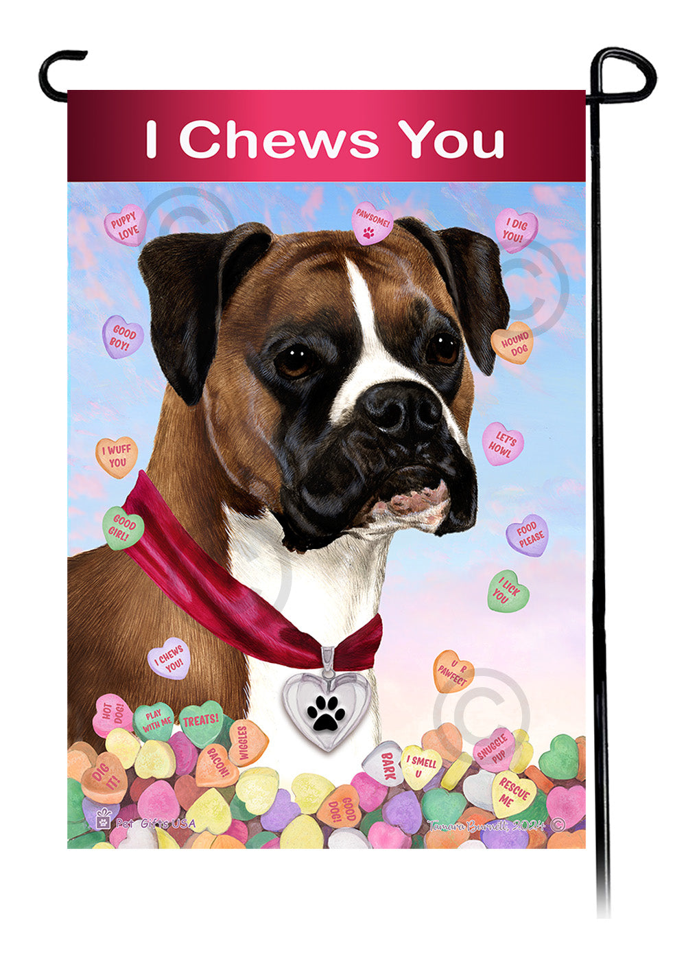 Boxer Valentine Sweetheart - Garden Flag