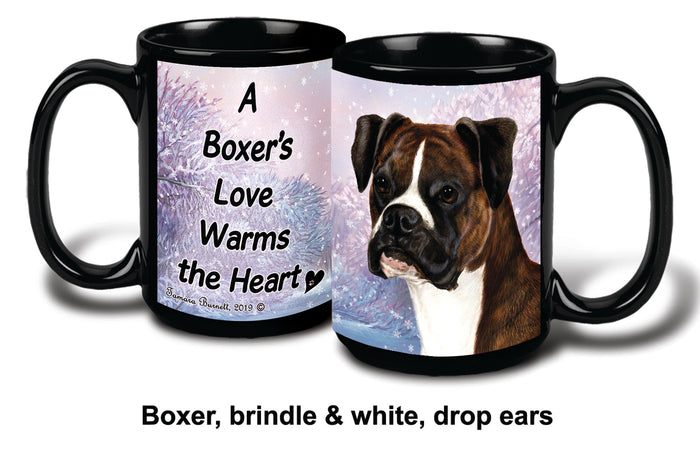 Boxer Brindle Uncropped Winter Mug 15 oz