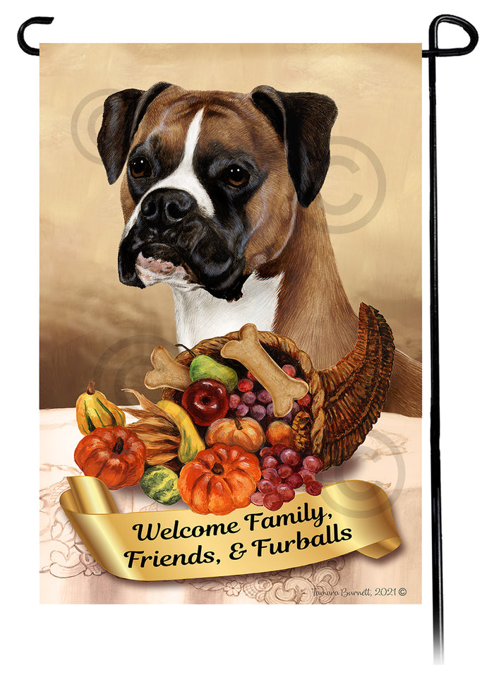 Boxer Thanksgiving Garden Flags
