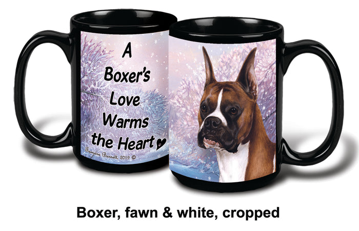 Boxer Fawn Cropped Winter Mug 15 oz