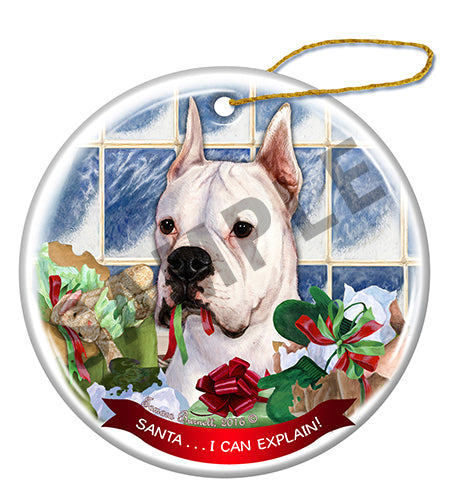 Boxer White Crop Ornament