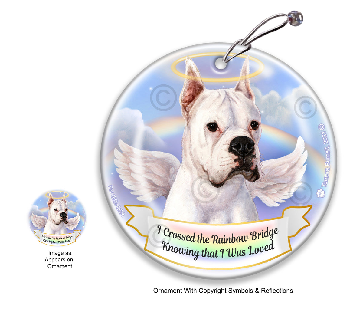 Boxer White Cropped Ornament