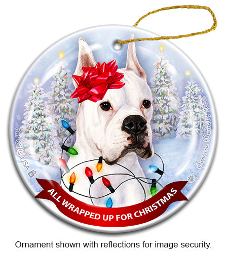 Boxer White Cropped Ornament