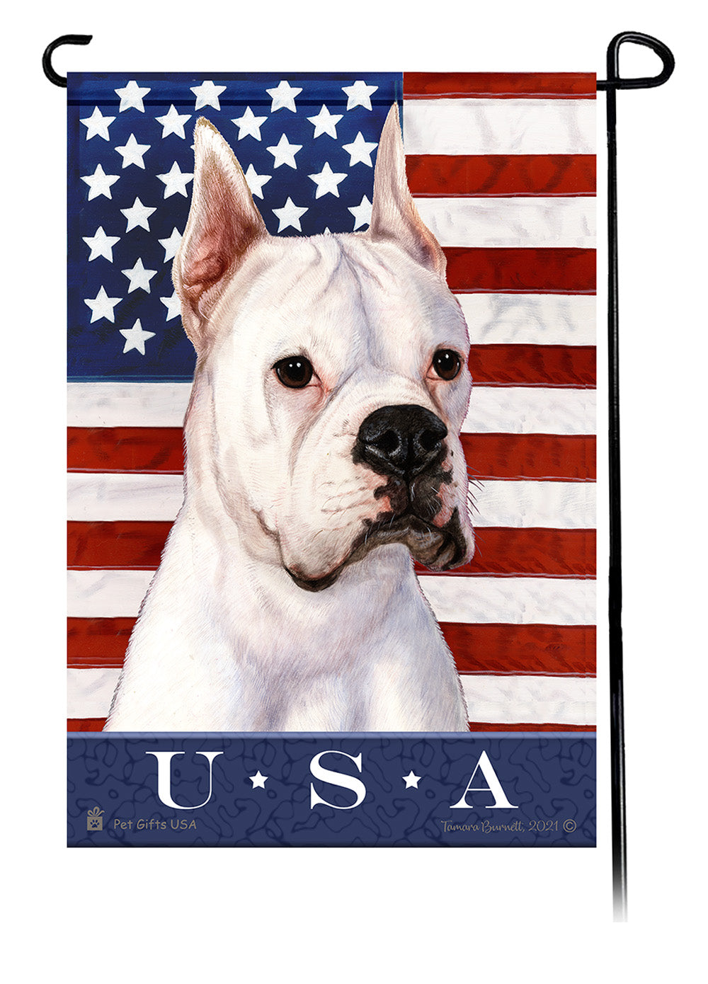 Black & White Hooded Rat True Blue - Garden Flag
